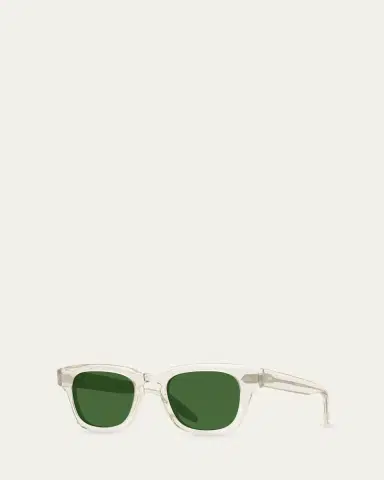 BARTON PERREIRA Men's Keyhole-Bridge Transparent Acetate Square Sunglasses | Thumbnail 2 BARTON PERREIRA Men's Keyhole-Bridge Transparent Acetate Square Sunglasses | Thumbnail 2