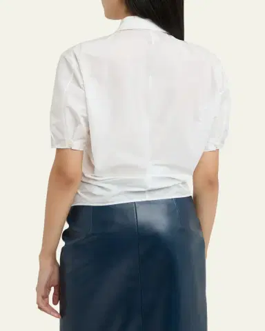 Jil Sander Short-Sleeve Gathered Button-Down Shirt | Thumbnail 3 Jil Sander Short-Sleeve Gathered Button-Down Shirt | Thumbnail 3
