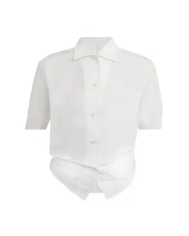 Jil Sander Short-Sleeve Gathered Button-Down Shirt | Thumbnail 1 Jil Sander Short-Sleeve Gathered Button-Down Shirt | Thumbnail 1