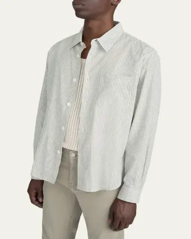 Frame Men's Striped Tencel-Blend Button-Down Shirt | Thumbnail 4 Frame Men's Striped Tencel-Blend Button-Down Shirt | Thumbnail 4