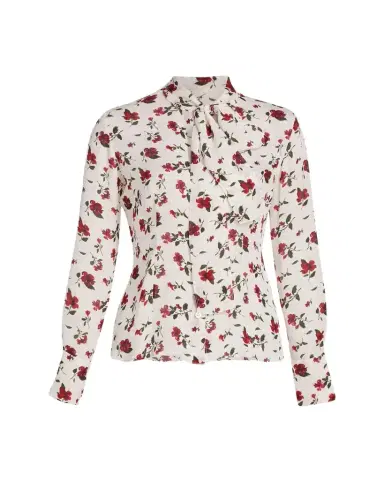 Oscar de la Renta Hibiscus-Print Silk Neck-Scarf Blouse | Thumbnail 1 Oscar de la Renta Hibiscus-Print Silk Neck-Scarf Blouse | Thumbnail 1