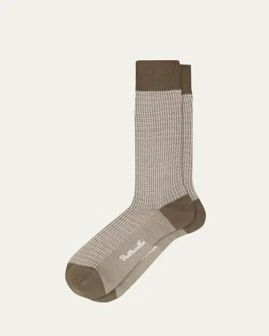 Pantherella Men's Smythson Mini Tonal Texture Cotton Calf-Length Dress Socks | Thumbnail 3 Pantherella Men's Smythson Mini Tonal Texture Cotton Calf-Length Dress Socks | Thumbnail 3