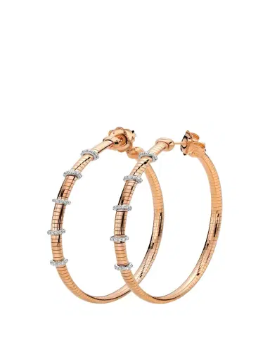 MATTIA CIELO 18K Rose Gold Diamond Tubogas Hoop Earrings | Thumbnail 1 MATTIA CIELO 18K Rose Gold Diamond Tubogas Hoop Earrings | Thumbnail 1