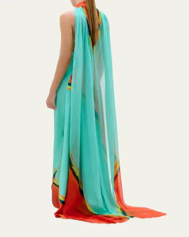Silvia Tcherassi abina Cape Halter Maxi Dress | Thumbnail 3 Silvia Tcherassi abina Cape Halter Maxi Dress | Thumbnail 3