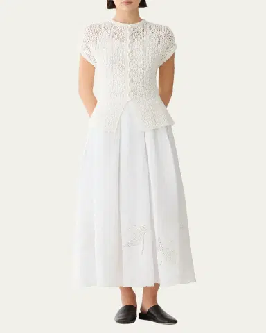 Lafayette 148 New York Pleated Cutout Embroidered Linen Maxi Skirt | Thumbnail 2 Lafayette 148 New York Pleated Cutout Embroidered Linen Maxi Skirt | Thumbnail 2