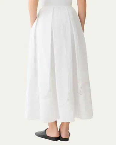 Lafayette 148 New York Pleated Cutout Embroidered Linen Maxi Skirt | Thumbnail 3 Lafayette 148 New York Pleated Cutout Embroidered Linen Maxi Skirt | Thumbnail 3