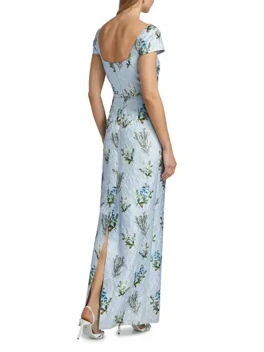 SACHIN BABI Women's Grace Floral Jacquard Column Gown - Cloud Blue Panicle | Thumbnail 5 SACHIN BABI Women's Grace Floral Jacquard Column Gown - Cloud Blue Panicle | Thumbnail 5