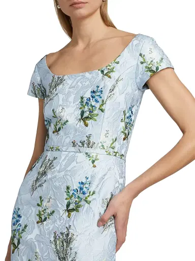 SACHIN BABI Women's Grace Floral Jacquard Column Gown - Cloud Blue Panicle | Thumbnail 6 SACHIN BABI Women's Grace Floral Jacquard Column Gown - Cloud Blue Panicle | Thumbnail 6