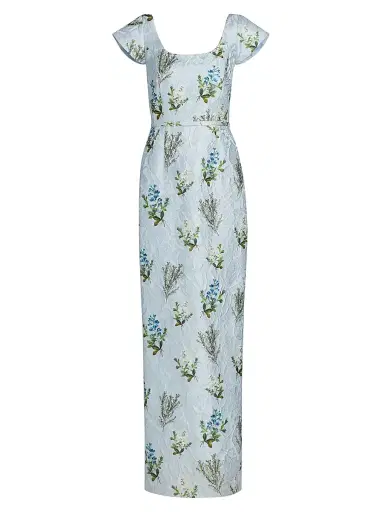 SACHIN BABI Women's Grace Floral Jacquard Column Gown - Cloud Blue Panicle | Thumbnail 1 SACHIN BABI Women's Grace Floral Jacquard Column Gown - Cloud Blue Panicle | Thumbnail 1