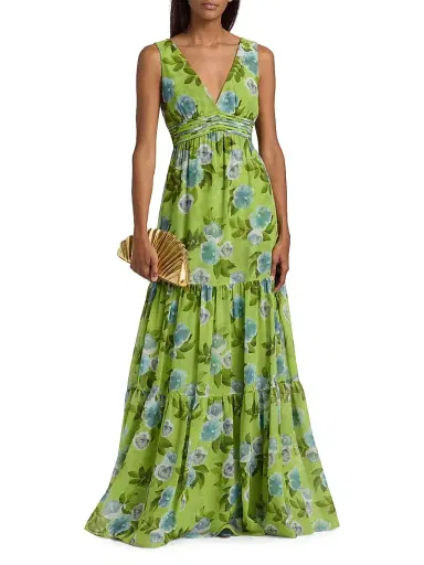 SACHIN BABI Women's Emilie Floral Chiffon A-Line Gown - Citrus Morning Glory | Thumbnail 2 SACHIN BABI Women's Emilie Floral Chiffon A-Line Gown - Citrus Morning Glory | Thumbnail 2