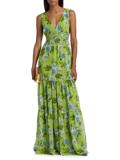 SACHIN BABI Women's Emilie Floral Chiffon A-Line Gown - Citrus Morning Glory | Thumbnail 3 SACHIN BABI Women's Emilie Floral Chiffon A-Line Gown - Citrus Morning Glory | Thumbnail 3
