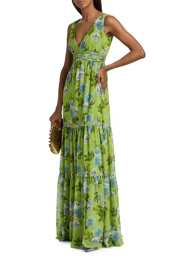 SACHIN BABI Women's Emilie Floral Chiffon A-Line Gown - Citrus Morning Glory | Thumbnail 4 SACHIN BABI Women's Emilie Floral Chiffon A-Line Gown - Citrus Morning Glory | Thumbnail 4
