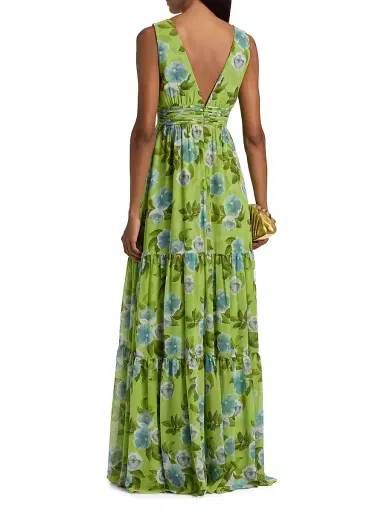 SACHIN BABI Women's Emilie Floral Chiffon A-Line Gown - Citrus Morning Glory | Thumbnail 5 SACHIN BABI Women's Emilie Floral Chiffon A-Line Gown - Citrus Morning Glory | Thumbnail 5