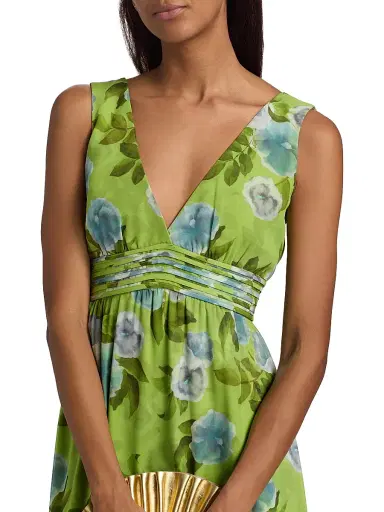 SACHIN BABI Women's Emilie Floral Chiffon A-Line Gown - Citrus Morning Glory | Thumbnail 6 SACHIN BABI Women's Emilie Floral Chiffon A-Line Gown - Citrus Morning Glory | Thumbnail 6