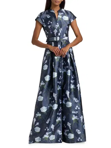 SACHIN BABI Women's Marta Floral Mikado Gown - Glacial Bouquet | Thumbnail 2 SACHIN BABI Women's Marta Floral Mikado Gown - Glacial Bouquet | Thumbnail 2