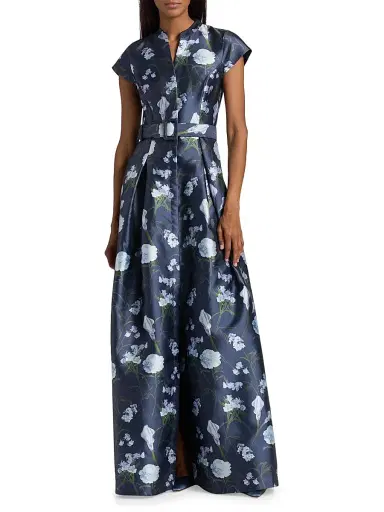 SACHIN BABI Women's Marta Floral Mikado Gown - Glacial Bouquet | Thumbnail 3 SACHIN BABI Women's Marta Floral Mikado Gown - Glacial Bouquet | Thumbnail 3