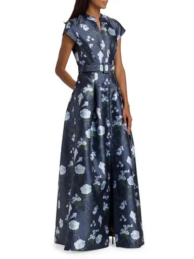 SACHIN BABI Women's Marta Floral Mikado Gown - Glacial Bouquet | Thumbnail 4 SACHIN BABI Women's Marta Floral Mikado Gown - Glacial Bouquet | Thumbnail 4