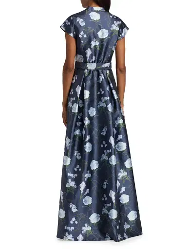 SACHIN BABI Women's Marta Floral Mikado Gown - Glacial Bouquet | Thumbnail 5 SACHIN BABI Women's Marta Floral Mikado Gown - Glacial Bouquet | Thumbnail 5