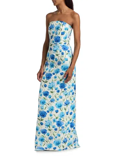 SACHIN BABI Women's Sophia Floral Cloqué Column Gown - Sapphire Poppies | Thumbnail 4 SACHIN BABI Women's Sophia Floral Cloqué Column Gown - Sapphire Poppies | Thumbnail 4