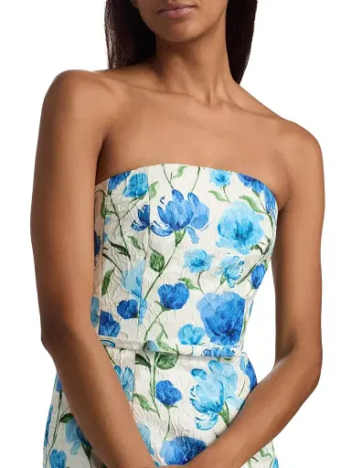 SACHIN BABI Women's Sophia Floral Cloqué Column Gown - Sapphire Poppies | Thumbnail 6 SACHIN BABI Women's Sophia Floral Cloqué Column Gown - Sapphire Poppies | Thumbnail 6