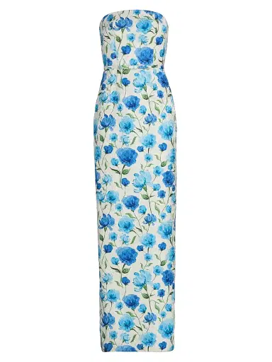 SACHIN BABI Women's Sophia Floral Cloqué Column Gown - Sapphire Poppies | Thumbnail 1 SACHIN BABI Women's Sophia Floral Cloqué Column Gown - Sapphire Poppies | Thumbnail 1