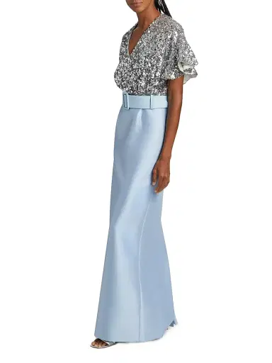 SACHIN & BABI Women's Marlene Sequin & Mikado Column-Skirt Gown - Silver Glacial Blue - Size 4 | Thumbnail 2 SACHIN & BABI Women's Marlene Sequin & Mikado Column-Skirt Gown - Silver Glacial Blue - Size 4 | Thumbnail 2