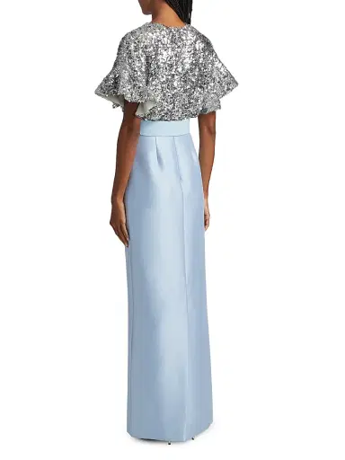 SACHIN & BABI Women's Marlene Sequin & Mikado Column-Skirt Gown - Silver Glacial Blue - Size 4 | Thumbnail 5 SACHIN & BABI Women's Marlene Sequin & Mikado Column-Skirt Gown - Silver Glacial Blue - Size 4 | Thumbnail 5