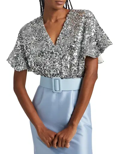 SACHIN & BABI Women's Marlene Sequin & Mikado Column-Skirt Gown - Silver Glacial Blue - Size 4 | Thumbnail 7 SACHIN & BABI Women's Marlene Sequin & Mikado Column-Skirt Gown - Silver Glacial Blue - Size 4 | Thumbnail 7