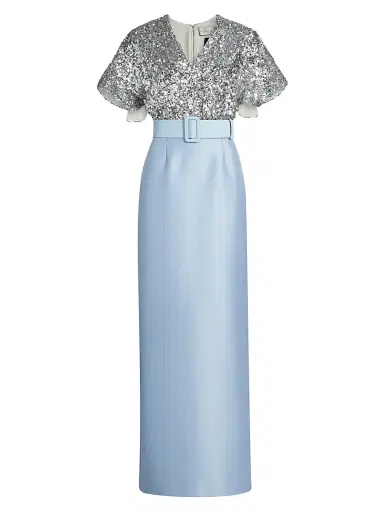 SACHIN & BABI Women's Marlene Sequin & Mikado Column-Skirt Gown - Silver Glacial Blue - Size 4 | Thumbnail 1 SACHIN & BABI Women's Marlene Sequin & Mikado Column-Skirt Gown - Silver Glacial Blue - Size 4 | Thumbnail 1