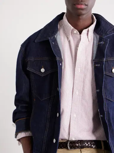 Beams Plus Button-Down Collar Striped Cotton Shirt | Thumbnail 5 Beams Plus Button-Down Collar Striped Cotton Shirt | Thumbnail 5