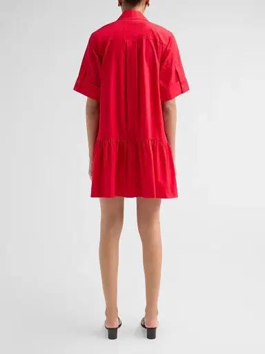 SIMKHAI Women's Criss Cotton-Blend Mini-Shirtdress - Scarlet | Thumbnail 3 SIMKHAI Women's Criss Cotton-Blend Mini-Shirtdress - Scarlet | Thumbnail 3