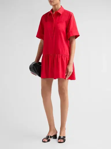 SIMKHAI Women's Criss Cotton-Blend Mini-Shirtdress - Scarlet | Thumbnail 4 SIMKHAI Women's Criss Cotton-Blend Mini-Shirtdress - Scarlet | Thumbnail 4