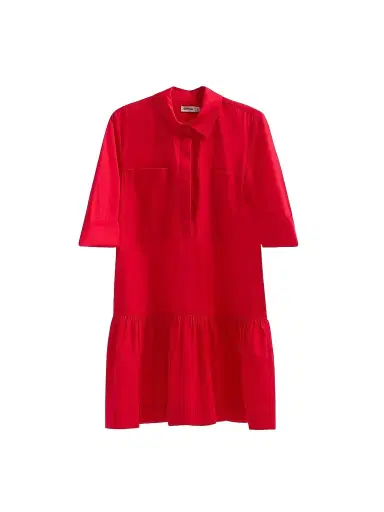 SIMKHAI Women's Criss Cotton-Blend Mini-Shirtdress - Scarlet | Thumbnail 1 SIMKHAI Women's Criss Cotton-Blend Mini-Shirtdress - Scarlet | Thumbnail 1