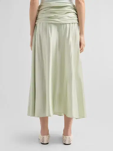 SIMKHAI Women's Gianna Draped Midi-Skirt - Mint | Thumbnail 3 SIMKHAI Women's Gianna Draped Midi-Skirt - Mint | Thumbnail 3