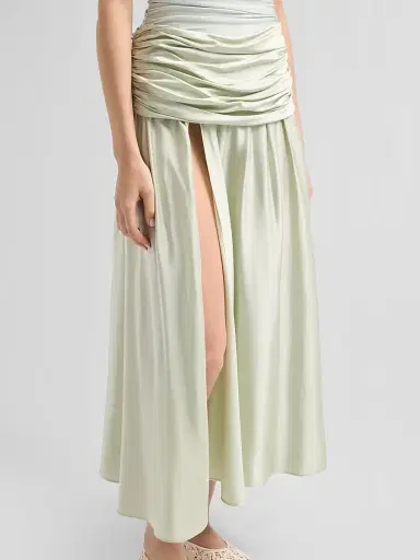 SIMKHAI Women's Gianna Draped Midi-Skirt - Mint | Thumbnail 5 SIMKHAI Women's Gianna Draped Midi-Skirt - Mint | Thumbnail 5