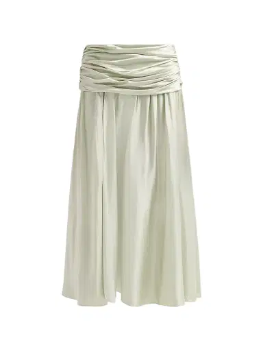SIMKHAI Women's Gianna Draped Midi-Skirt - Mint | Thumbnail 1 SIMKHAI Women's Gianna Draped Midi-Skirt - Mint | Thumbnail 1