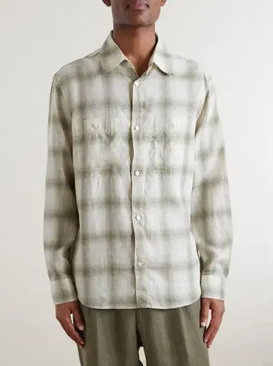 MR P. Checked Linen Shirt | Thumbnail 3 MR P. Checked Linen Shirt | Thumbnail 3