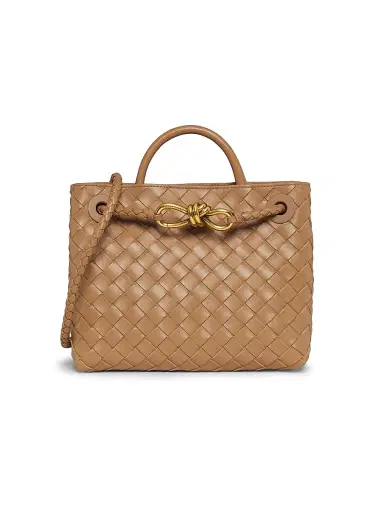 Bottega Veneta Women's Andiamo Intrecciato Leather Top-Handle Bag - Biscuit | Thumbnail 1 Bottega Veneta Women's Andiamo Intrecciato Leather Top-Handle Bag - Biscuit | Thumbnail 1