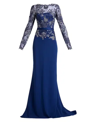 Tadashi Shoji Women's Floral-Embroidered Lace Gown - Midnight | Thumbnail 1 Tadashi Shoji Women's Floral-Embroidered Lace Gown - Midnight | Thumbnail 1