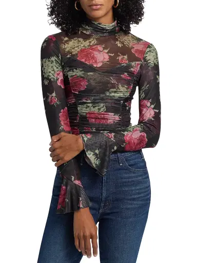 Cinq à Sept Women's Lucy Baroque Roses Top - Obsidian Multi | Thumbnail 3 Cinq à Sept Women's Lucy Baroque Roses Top - Obsidian Multi | Thumbnail 3