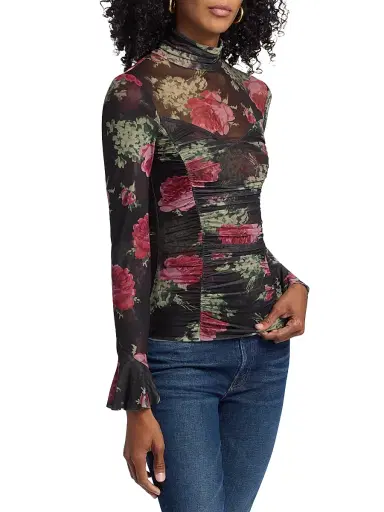 Cinq à Sept Women's Lucy Baroque Roses Top - Obsidian Multi | Thumbnail 4 Cinq à Sept Women's Lucy Baroque Roses Top - Obsidian Multi | Thumbnail 4