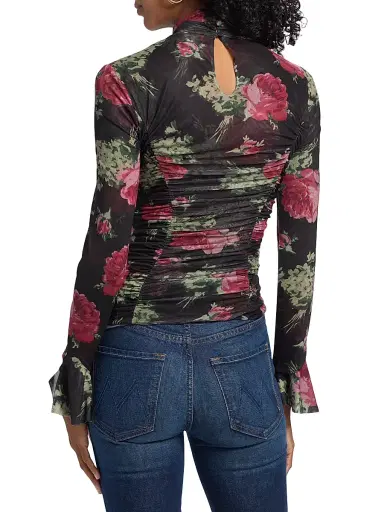 Cinq à Sept Women's Lucy Baroque Roses Top - Obsidian Multi | Thumbnail 5 Cinq à Sept Women's Lucy Baroque Roses Top - Obsidian Multi | Thumbnail 5