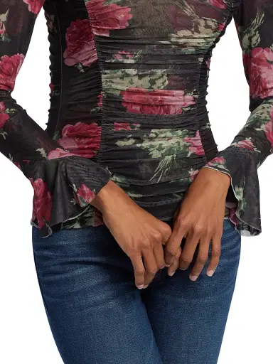 Cinq à Sept Women's Lucy Baroque Roses Top - Obsidian Multi | Thumbnail 6 Cinq à Sept Women's Lucy Baroque Roses Top - Obsidian Multi | Thumbnail 6