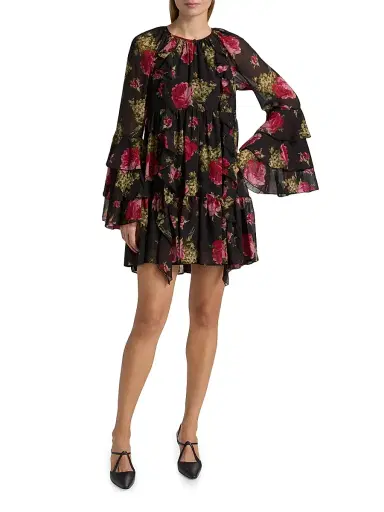 Cinq à Sept Women's Emelia Baroque Roses Minidress - Obsidian Multi | Thumbnail 2 Cinq à Sept Women's Emelia Baroque Roses Minidress - Obsidian Multi | Thumbnail 2