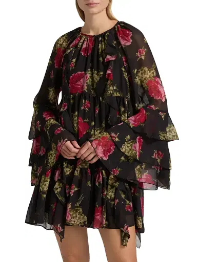 Cinq à Sept Women's Emelia Baroque Roses Minidress - Obsidian Multi | Thumbnail 3 Cinq à Sept Women's Emelia Baroque Roses Minidress - Obsidian Multi | Thumbnail 3