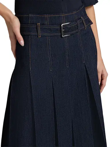Cinq à Sept Women's Rylee Pleated Denim Belted Maxi-Skirt - Indigo | Thumbnail 6 Cinq à Sept Women's Rylee Pleated Denim Belted Maxi-Skirt - Indigo | Thumbnail 6