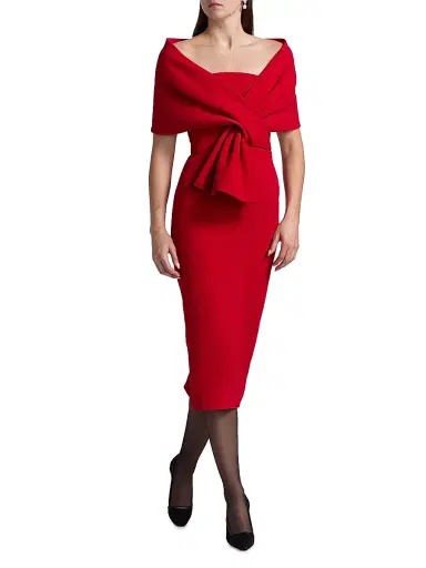 Badgley Mischka Women's Off-The-Shoulder Cocktail Dress - Red | Thumbnail 2 Badgley Mischka Women's Off-The-Shoulder Cocktail Dress - Red | Thumbnail 2