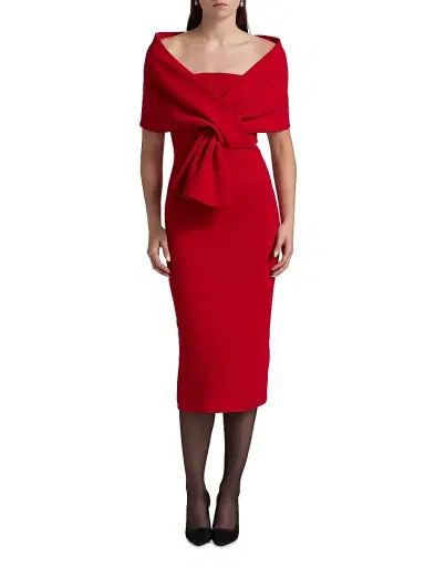 Badgley Mischka Women's Off-The-Shoulder Cocktail Dress - Red | Thumbnail 3 Badgley Mischka Women's Off-The-Shoulder Cocktail Dress - Red | Thumbnail 3