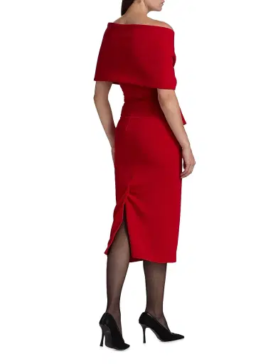 Badgley Mischka Women's Off-The-Shoulder Cocktail Dress - Red | Thumbnail 5 Badgley Mischka Women's Off-The-Shoulder Cocktail Dress - Red | Thumbnail 5