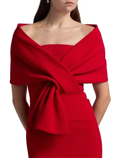 Badgley Mischka Women's Off-The-Shoulder Cocktail Dress - Red | Thumbnail 6 Badgley Mischka Women's Off-The-Shoulder Cocktail Dress - Red | Thumbnail 6